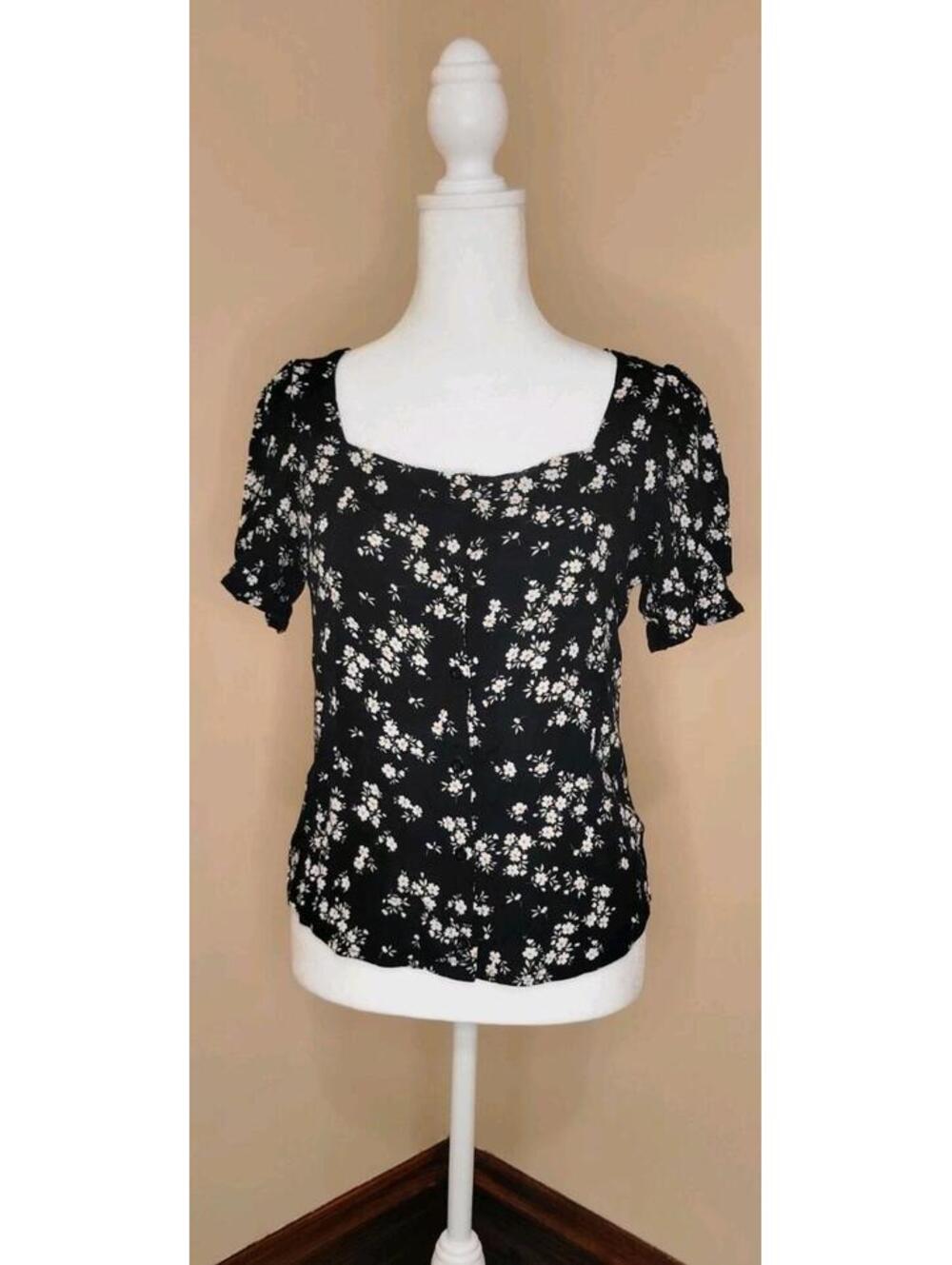 Elodie Button Front Blouse Tee Womens XS XSMALL Nordstram Rack Square Neck